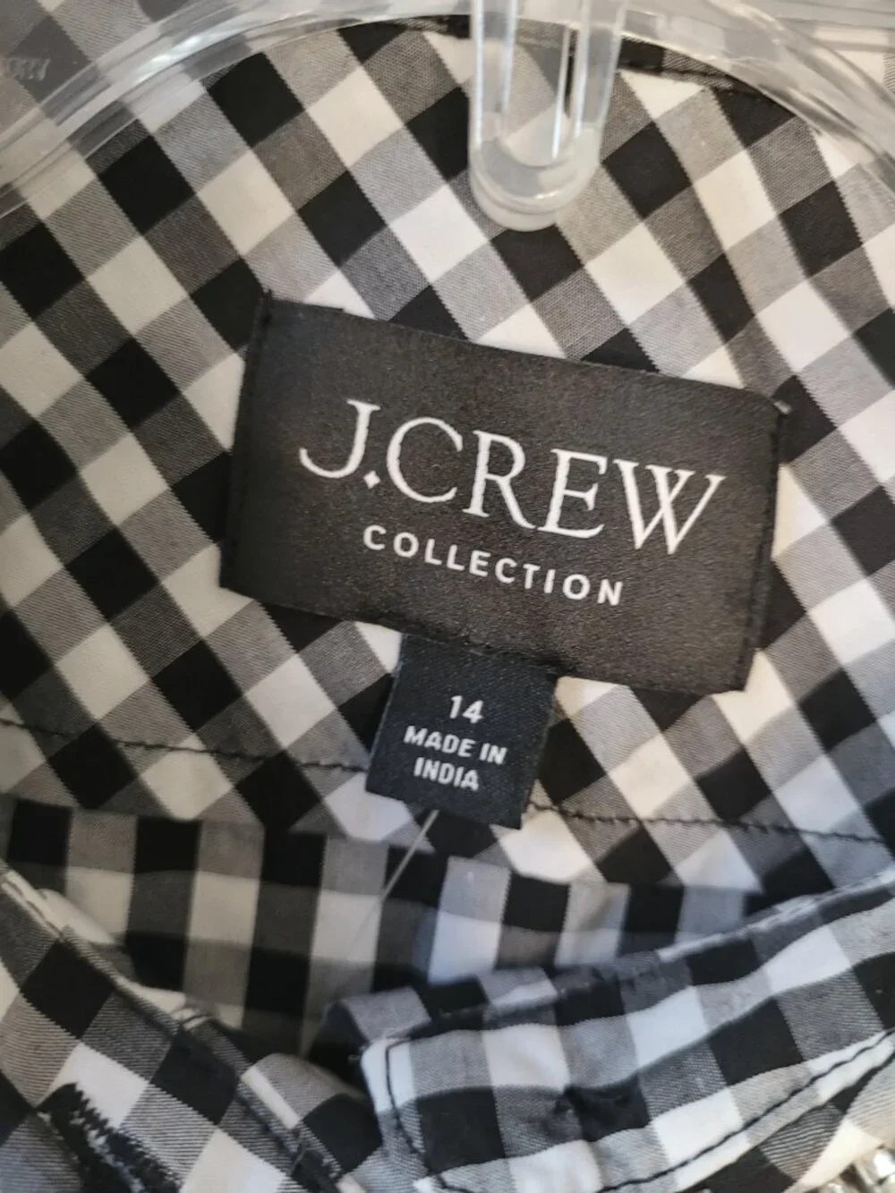 J. Crew Collection Embellished Cropped Button-Up Shirt in Cotton Poplin Gingham